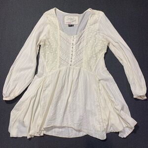 Sacred Spirit Cotton Long Balloon Sleeve Lace-Up Corset Back Tunic‎ Top Dress 6